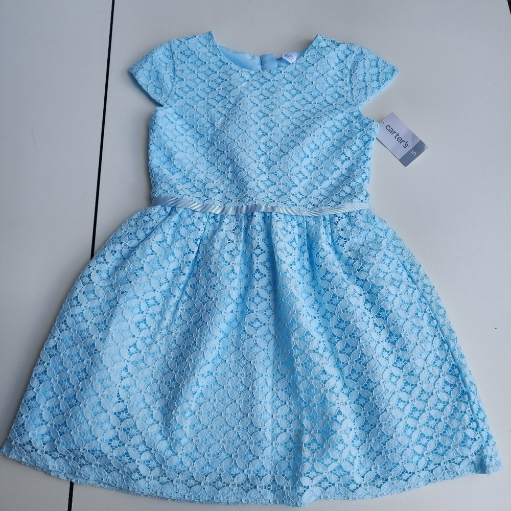 Carter's Blue A-line Dress with Flutter Sleeves